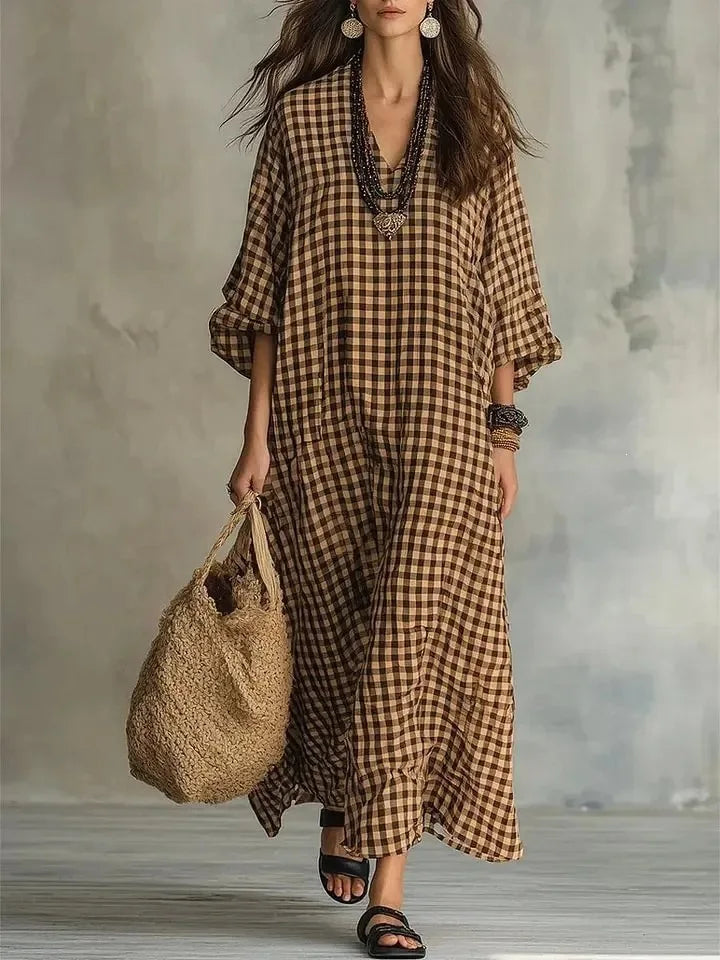 Marlowe Relaxed Plaid Maxi Dress