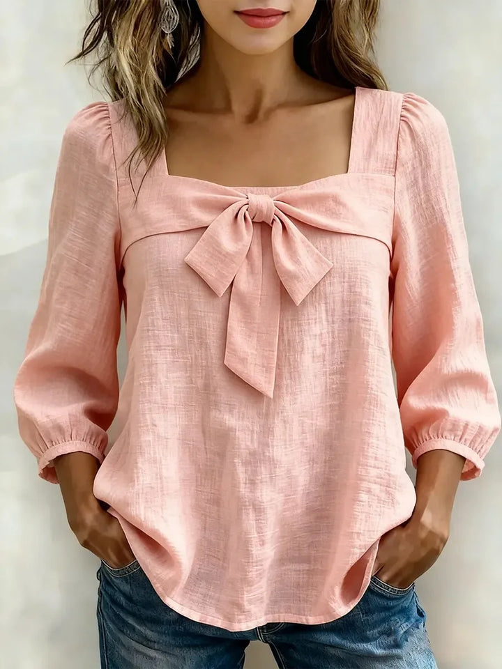 Emilia Soft Bow Detail Square Neck Blouse