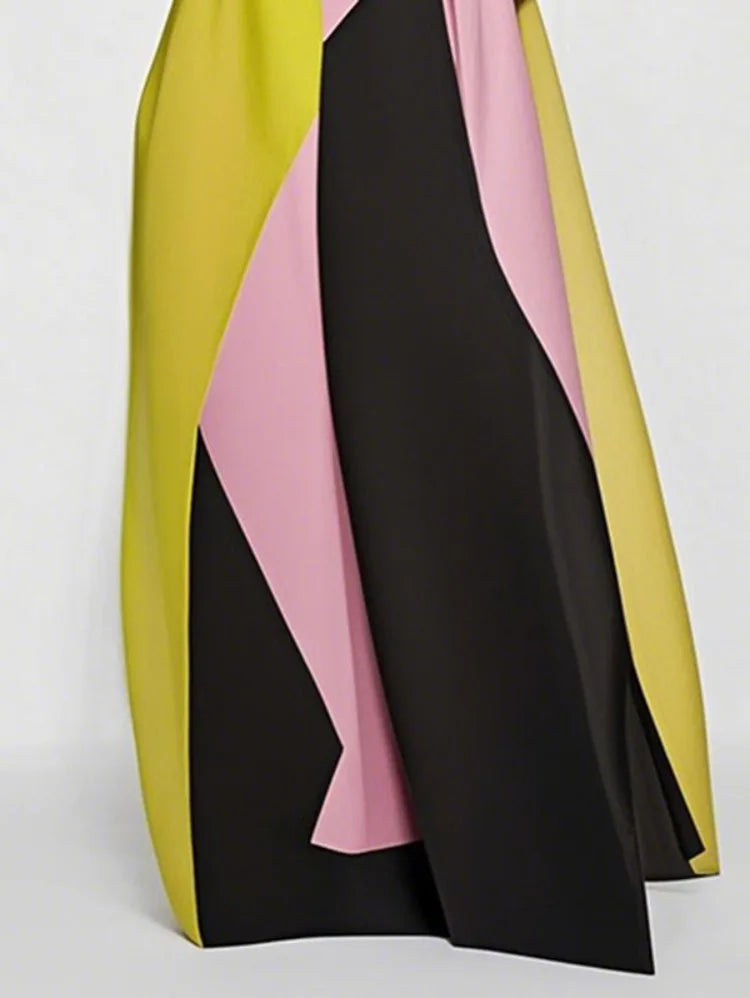 Scarlett Pleated Color Block Maxi Dress