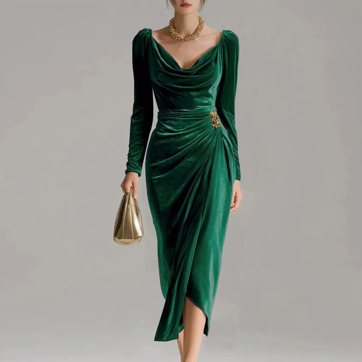 Vivienne Velvet Ruched Midi Dress
