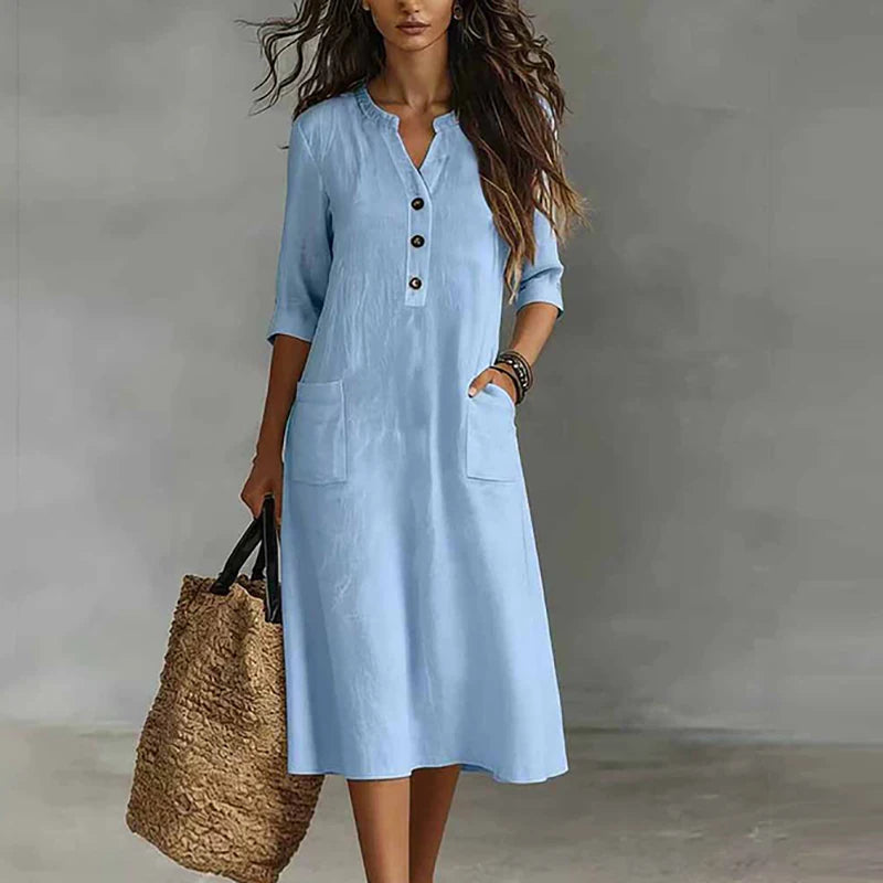 Piper Relaxed Linen Blend Midi Dress
