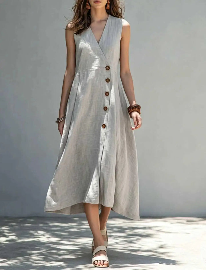 Presley Asymmetrical Button Maxi Dress
