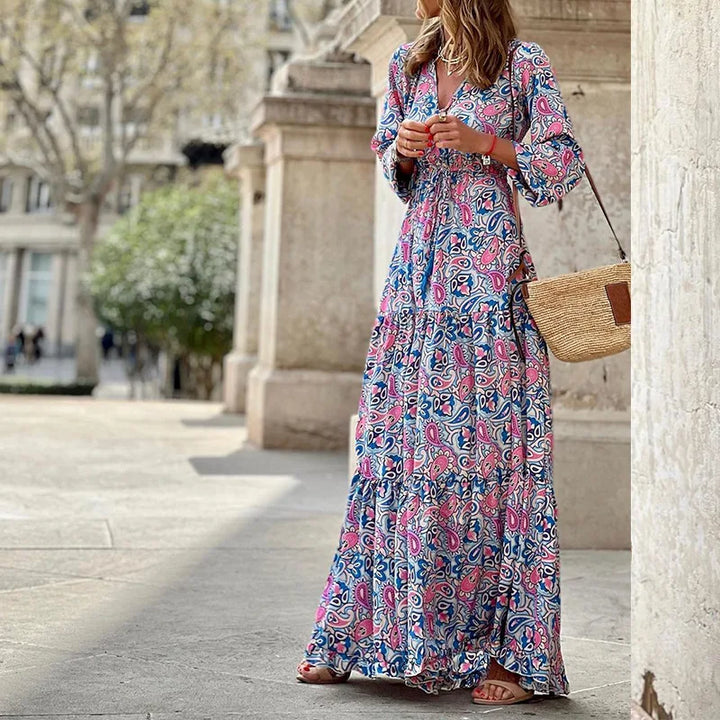 Genevieve Boho Print Vintage Summer Dress