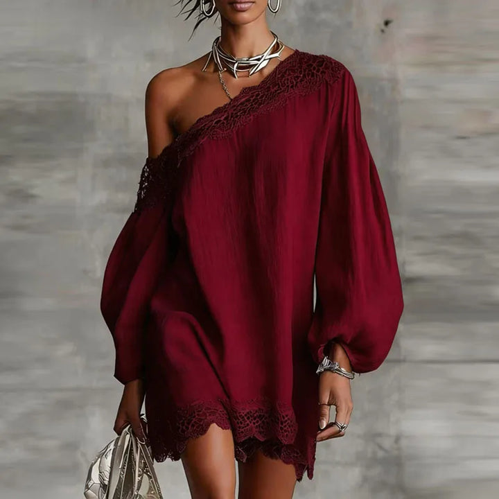 Bellarose One Shoulder Boho Mini Dress