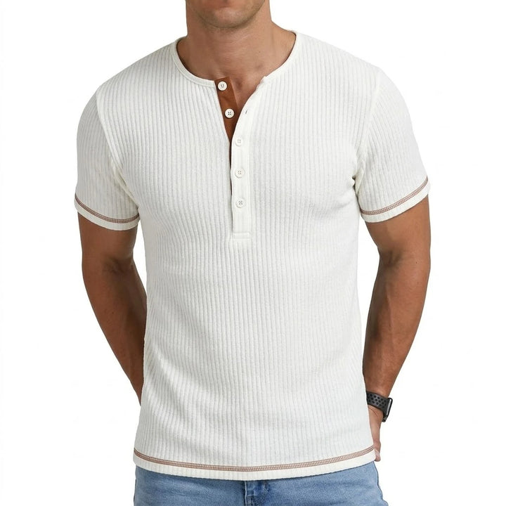 Asher Ribbed Henley T Shirt