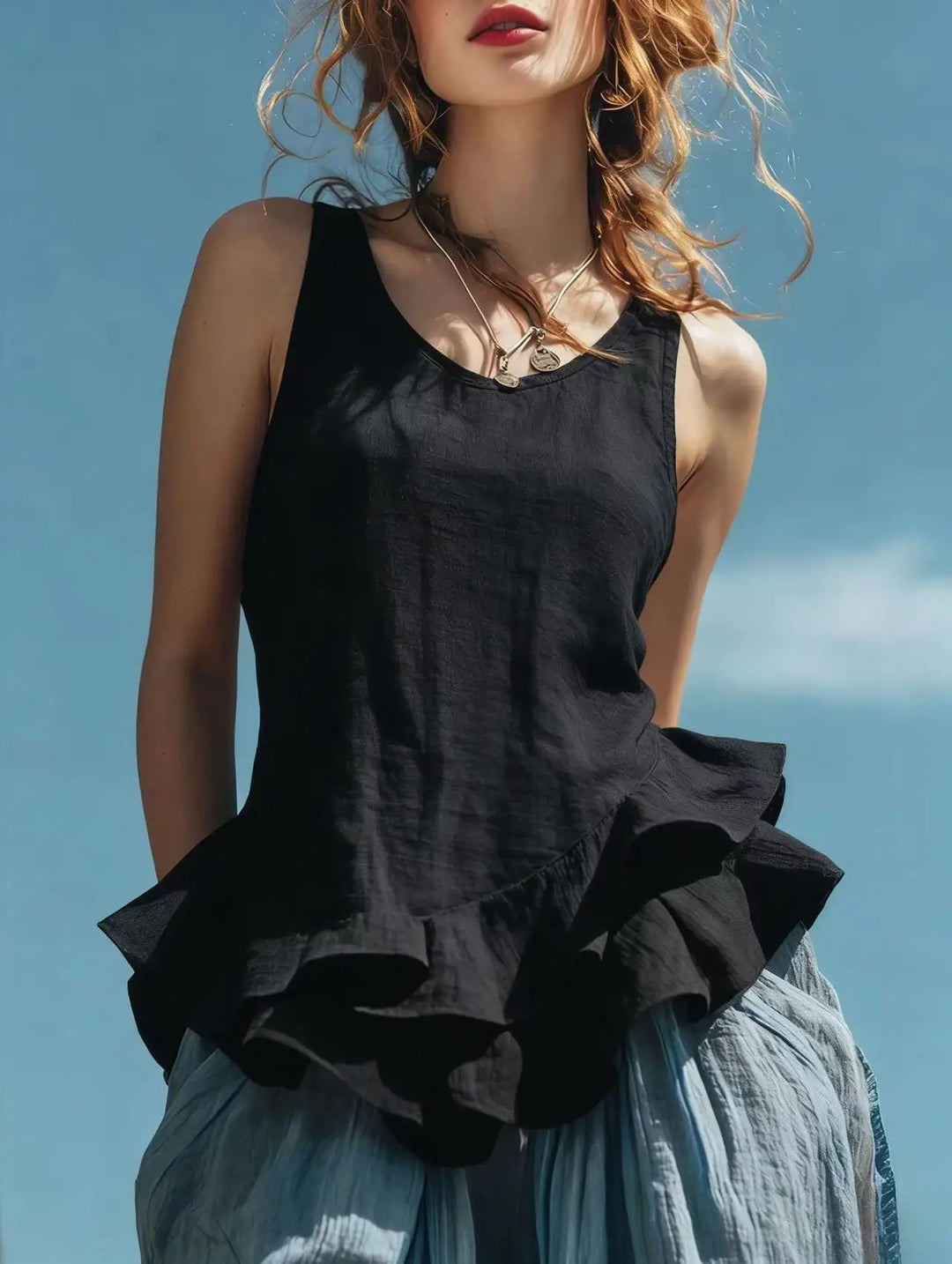 Ruby Ruffle Hem Tank Top