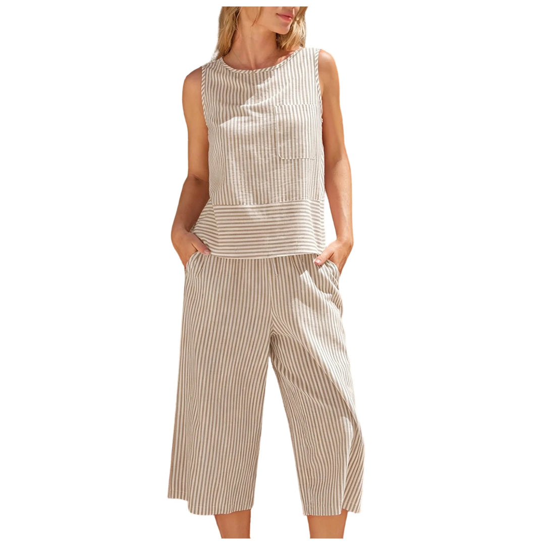 Sandy Striped Summer Trouser Set