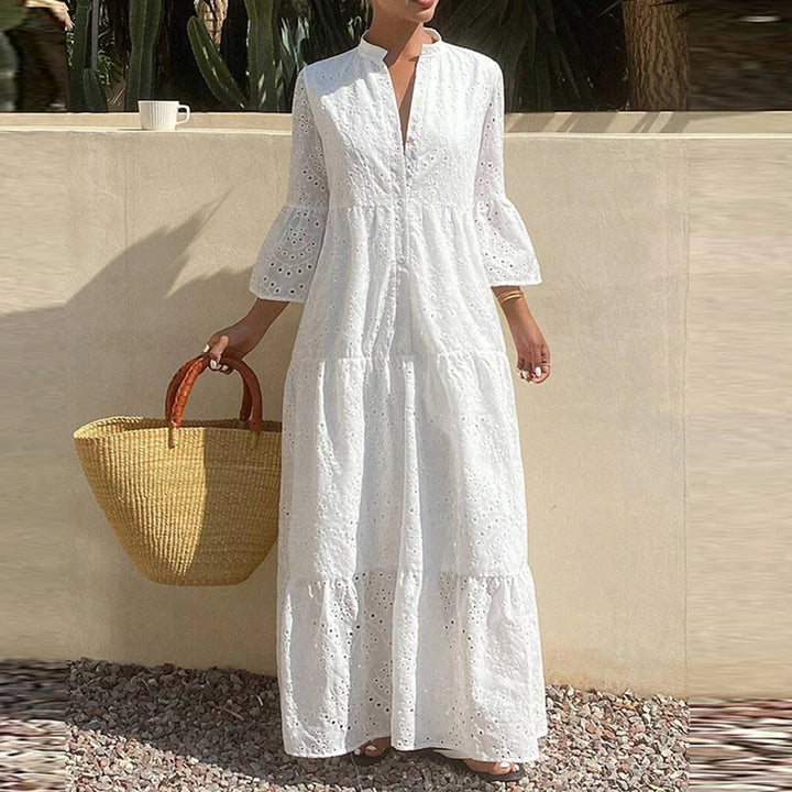 Nora Deep V Flared Sleeve Maxi Dress
