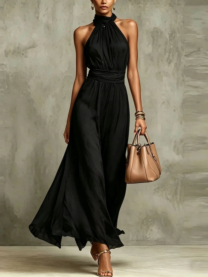 Clarissa Flowing Halter Wedding Guest Maxi Dress