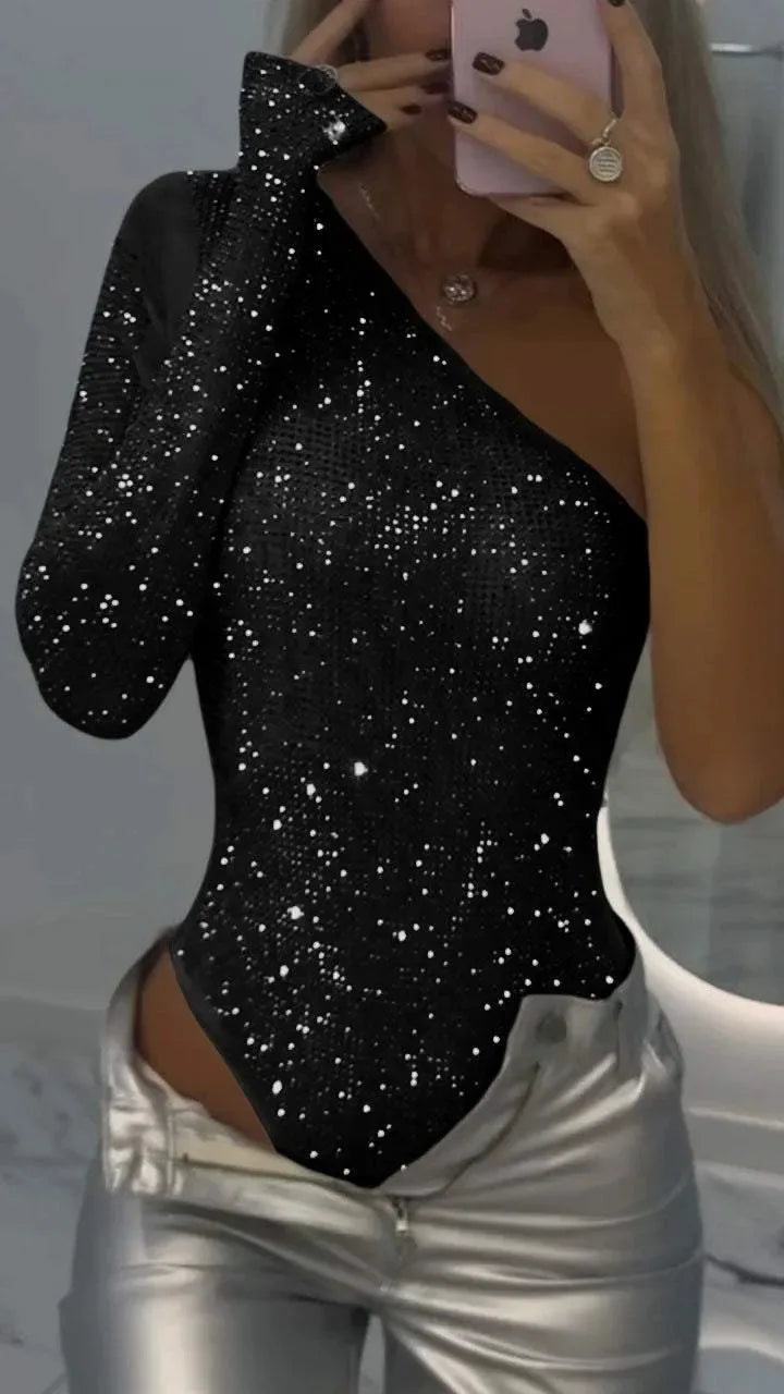 Hannah One Shoulder Sequin Top