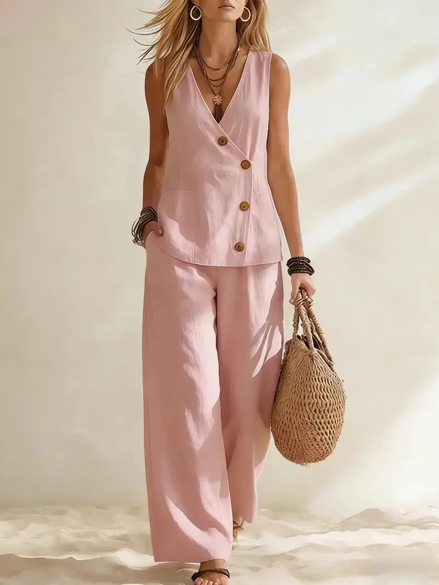Maeve Button Vest Co-Ord Set