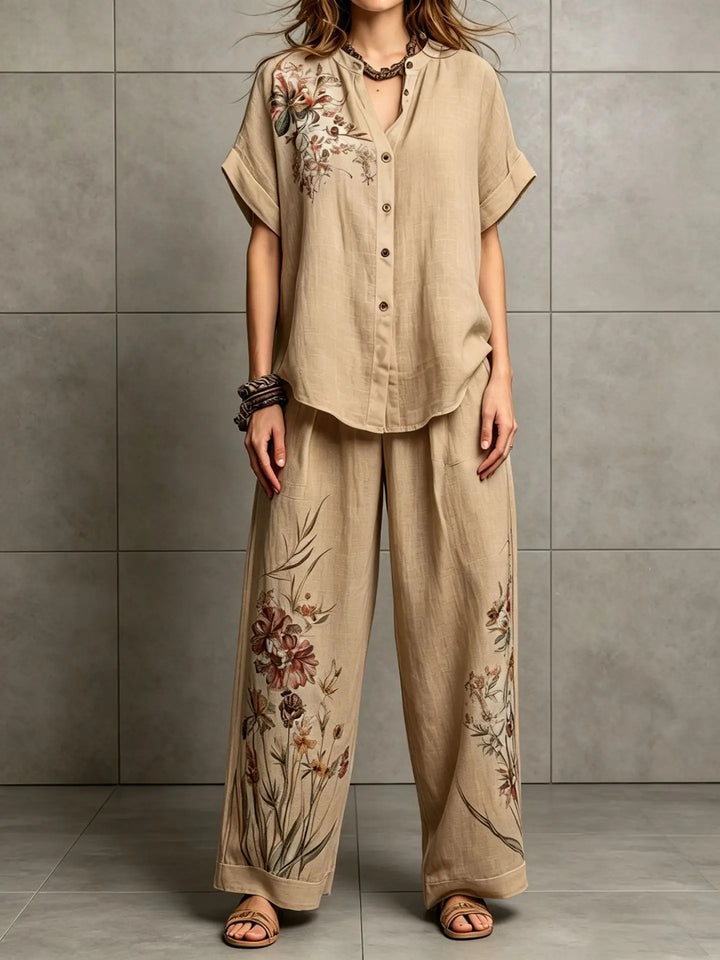 Dianne Bohemian Floral Printed Wide Leg Pants Set