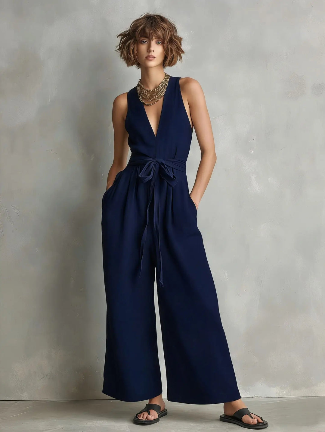 Emery Relaxed V Neck Jumpsuit