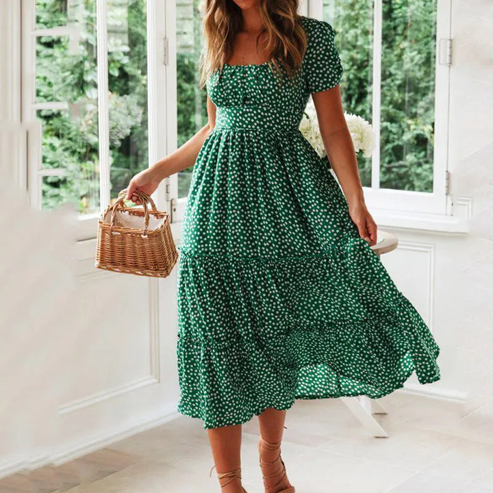 Cressida Floral Puff Sleeve Midi Dress