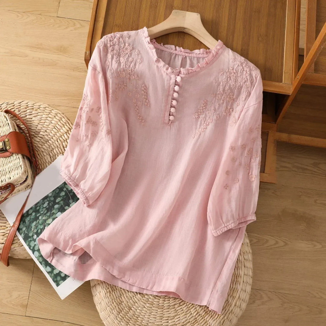 Elise Floral Button-Front Blouse