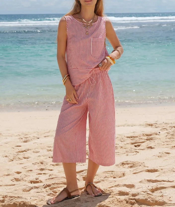 Ashley Striped Cotton Casual Matching Set