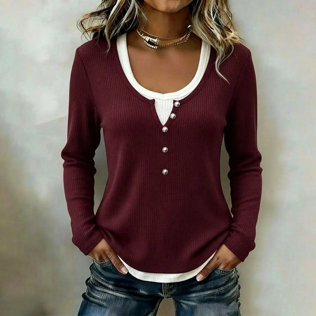 Avery Contrast Trim Knit Top