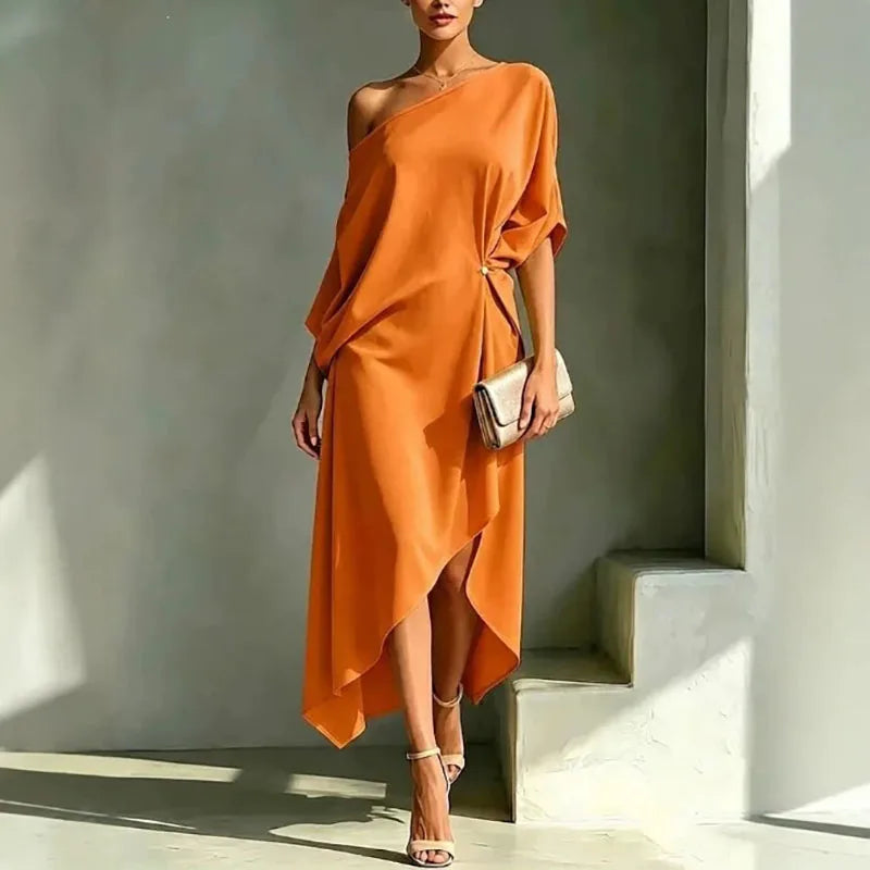 Alessia Elegant Asymmetrical Midi Dress