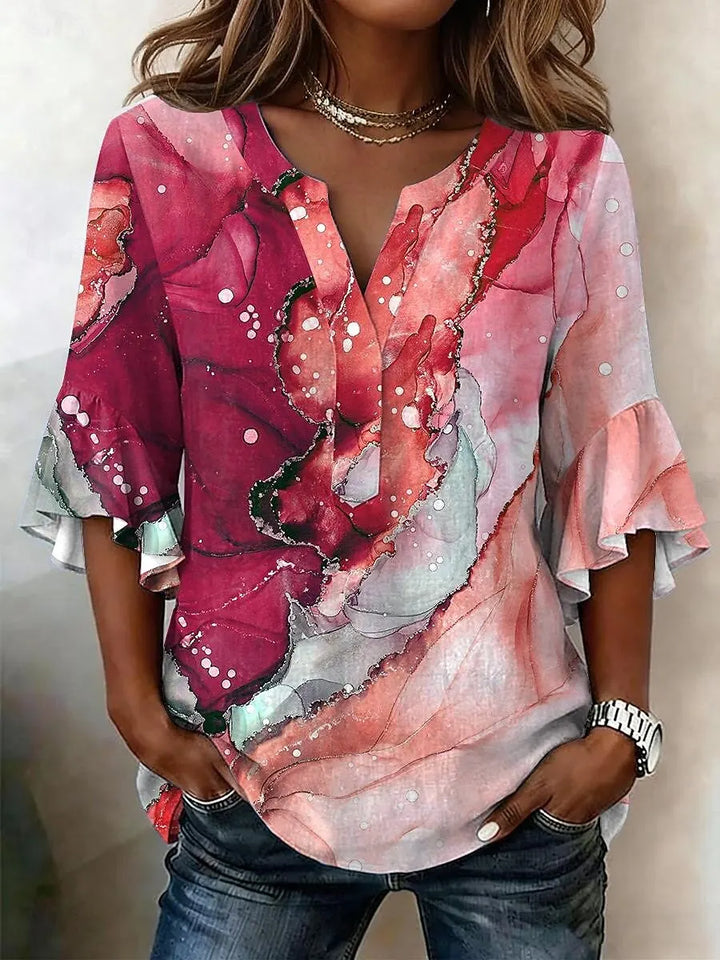 Samantha V Neck Printed Blouse