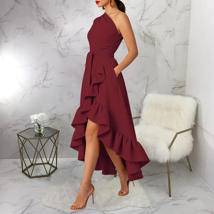Juliana One Shoulder Ruffle Midi Dress