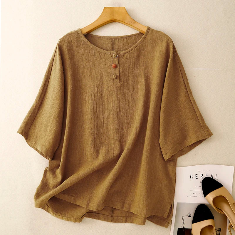 Naomi Short Sleeve Linen Blouse