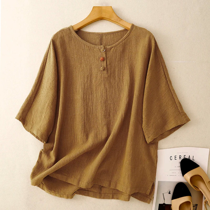 Naomi Short Sleeve Linen Blouse