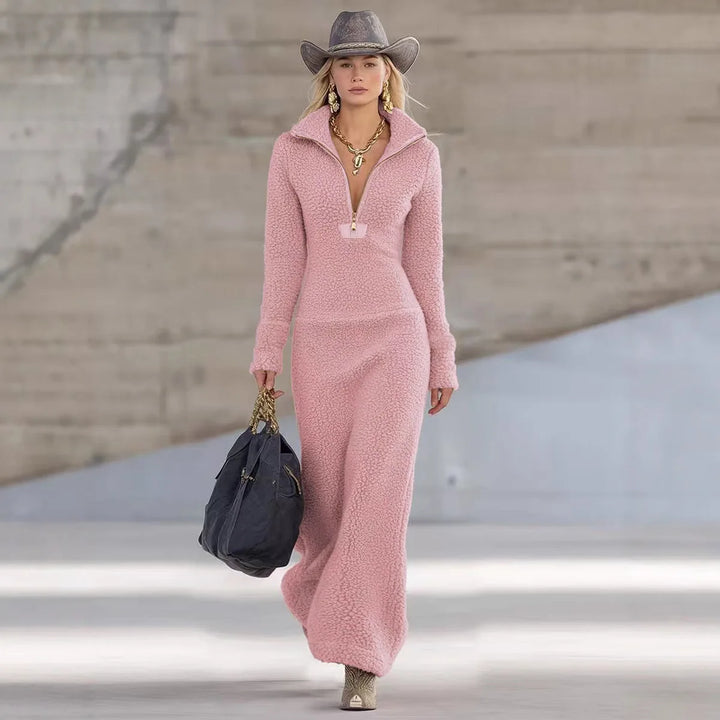 Helena Half Zip Fleece Maxi Dress