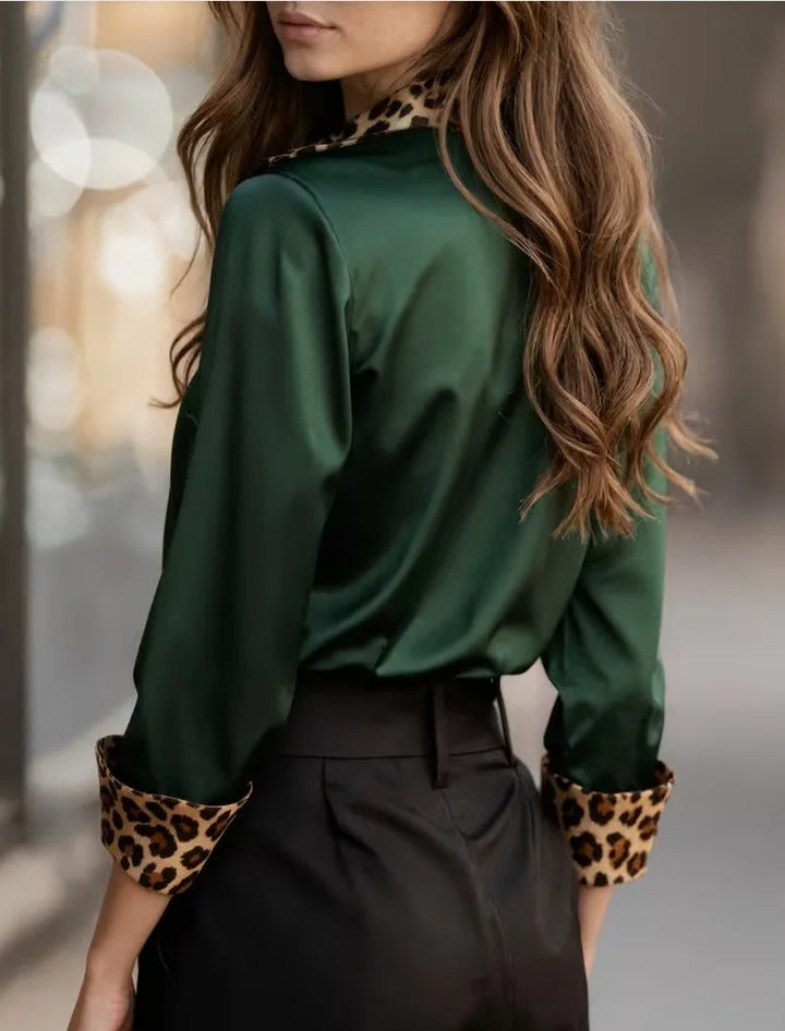 Auriel Leopard Satin Blouse