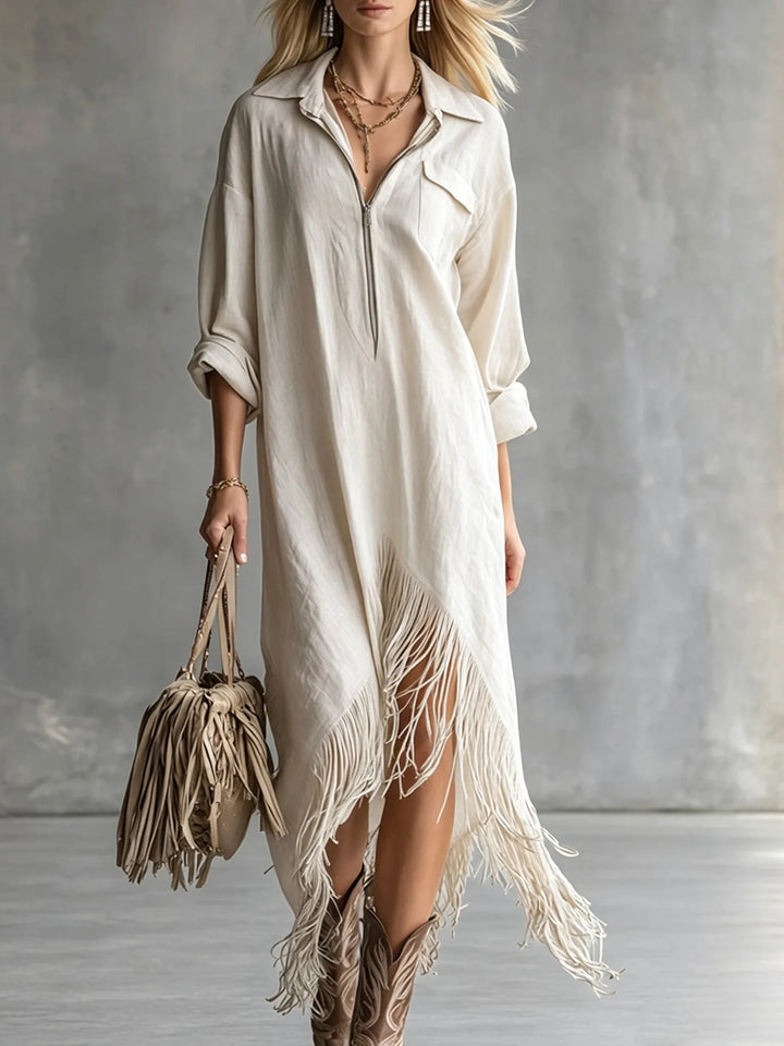 Mariam Fringe Hem Midi Dress