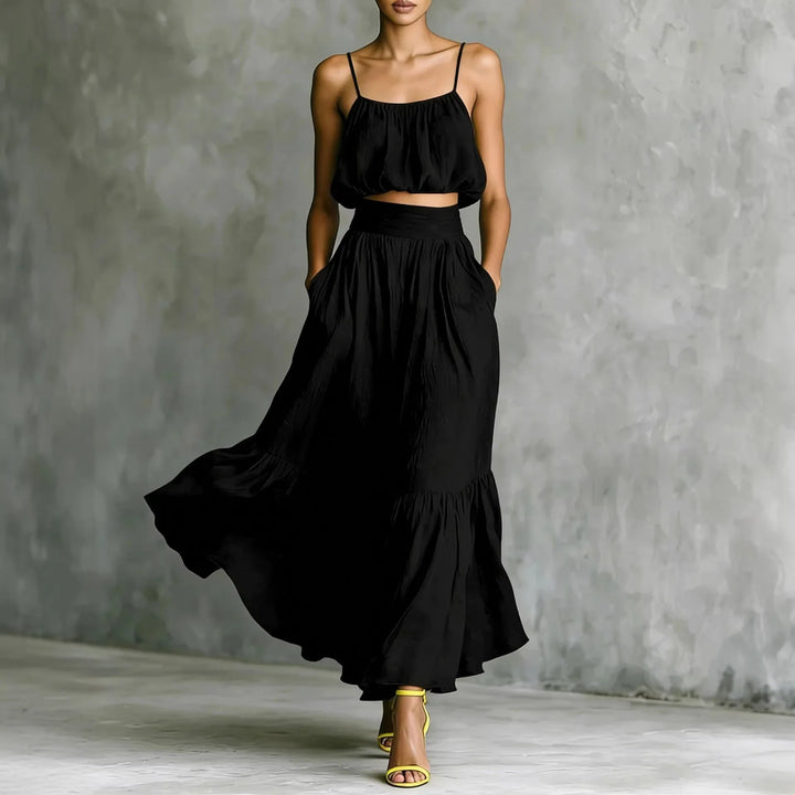 Harper Flowy Crop Top Skirt Set