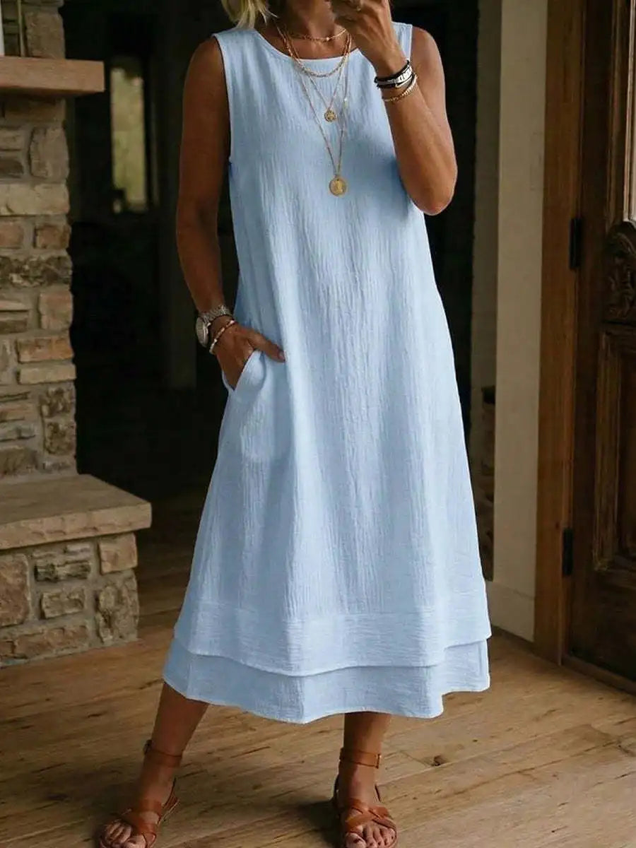 Rosabel Effortless Sleeveless Tunic Midi Dress