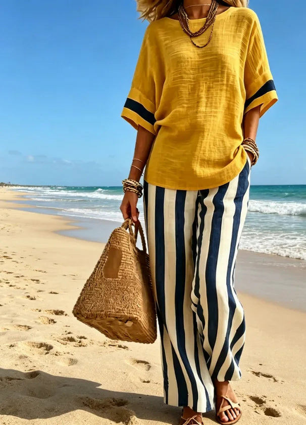 Leona Striped Wide Leg Lounge Set