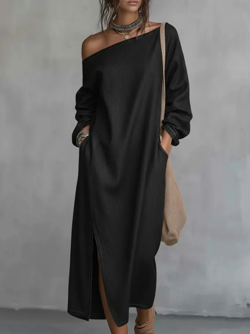 Kaylee One Shoulder Linen Maxi Dress
