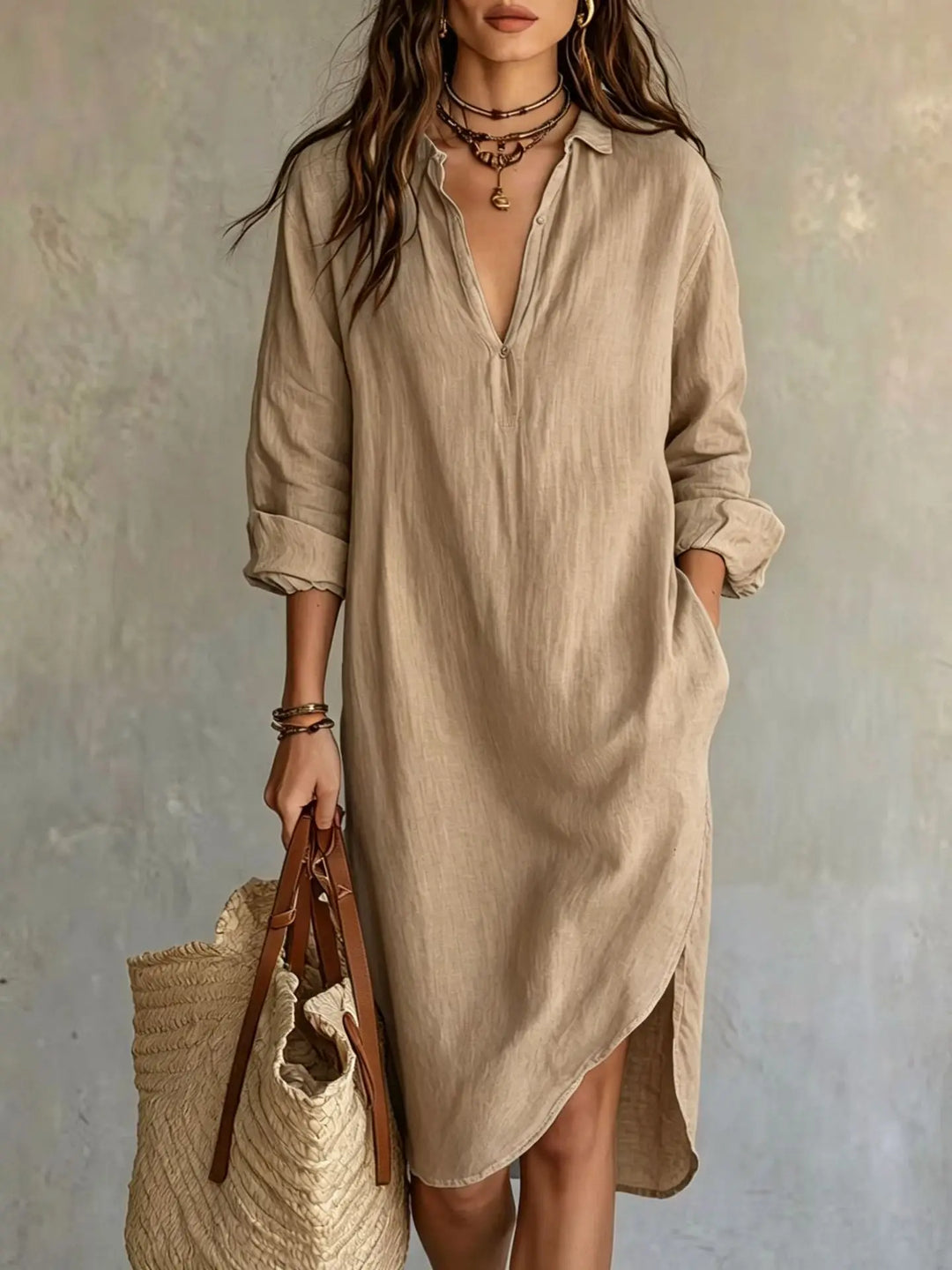 Elodie Pocket Midi Shirt Dress