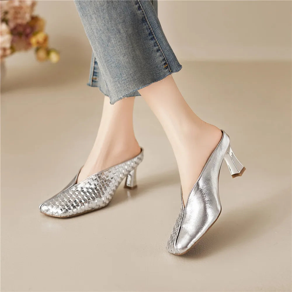 Lucia Woven Leather Heels