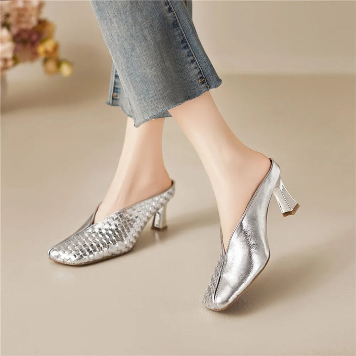 Lucia Woven Leather Heels
