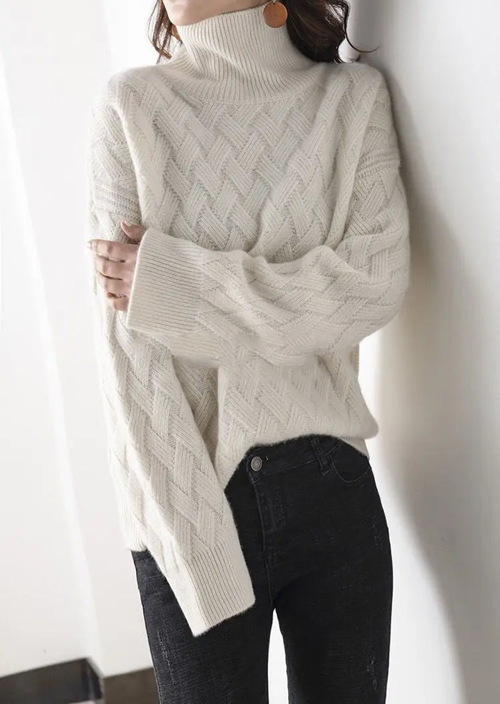 Clara Basketweave Turtleneck Sweater