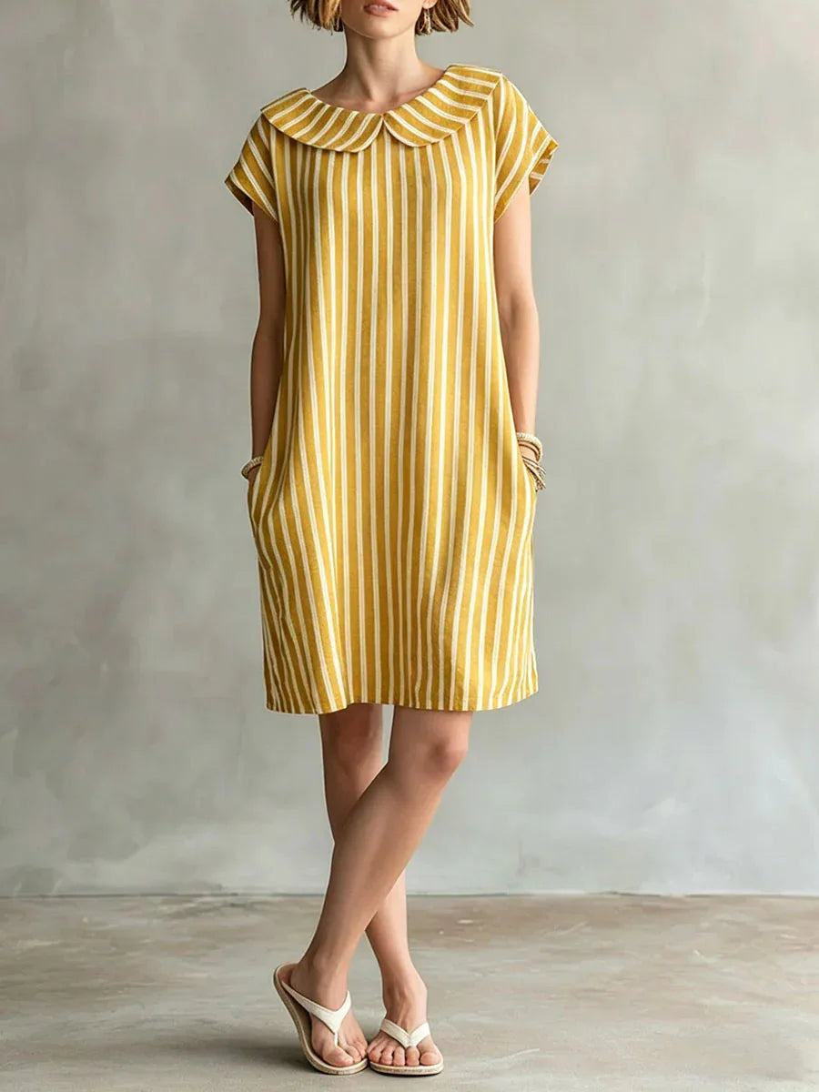 Felicity Striped Peter Pan Collar Mini Dress