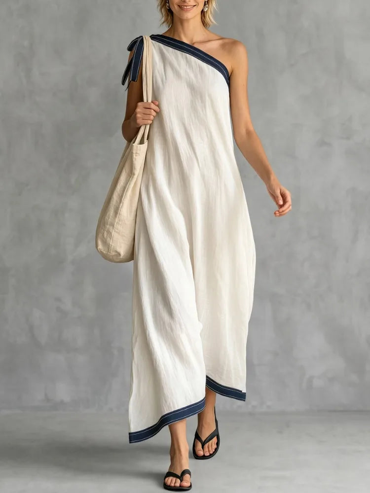 Odalys One Shoulder Vacation Maxi Dress