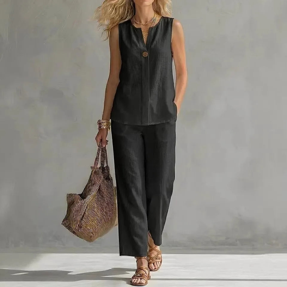 April Summer Linen Matching Set