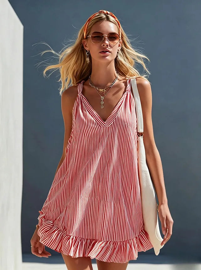 Sabrina Striped Ruffle Mini Dress
