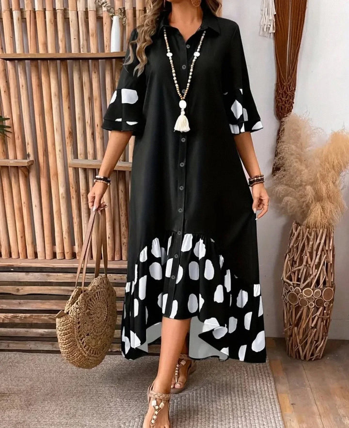 Paige Elegant Chic Polka Midi Dress
