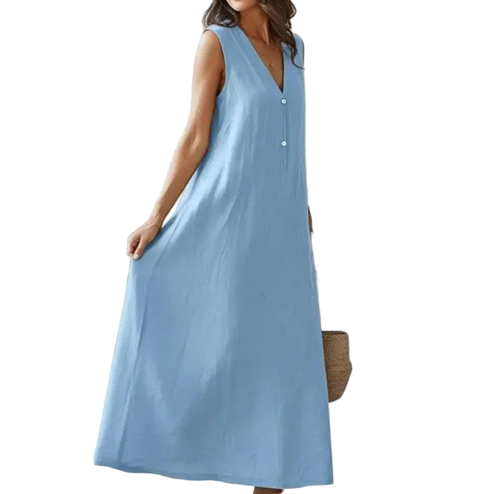 Aurielle Relaxed Linen Maxi Dress