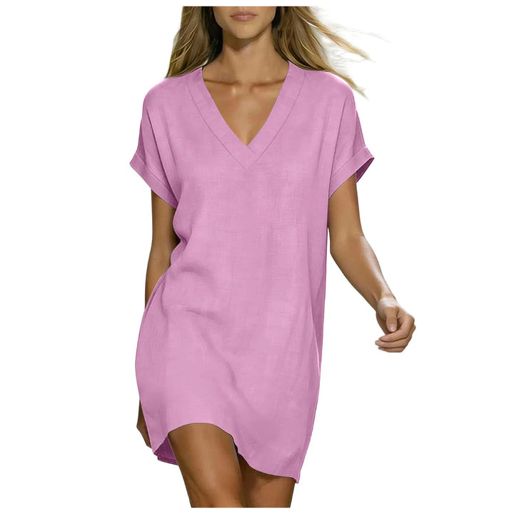 Lana V Neck Linen Shirt Dress