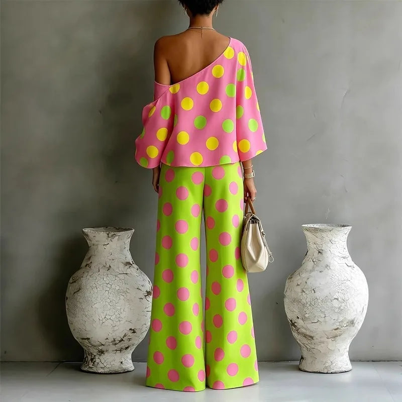 Winslow Polka Dots One Shoulder Matching Set
