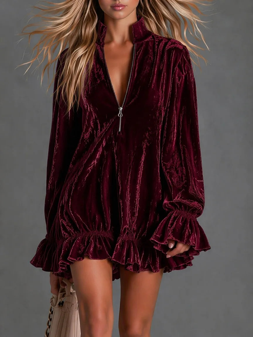 Marielle Ruffle Velvet Dress