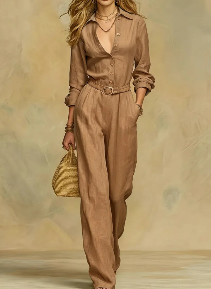 Emilia Belted Button Jumpsuit