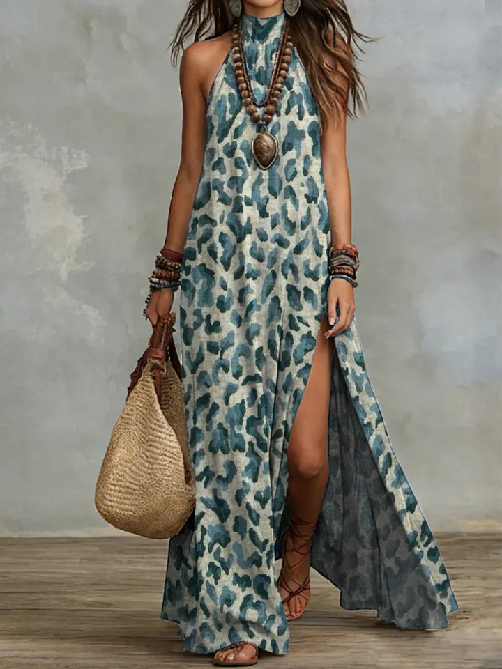 Addison Elegant Halter Neck High Slit Maxi Dress