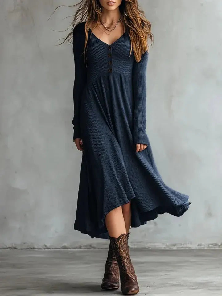 Coraline Long Sleeve A Line Midi Dress