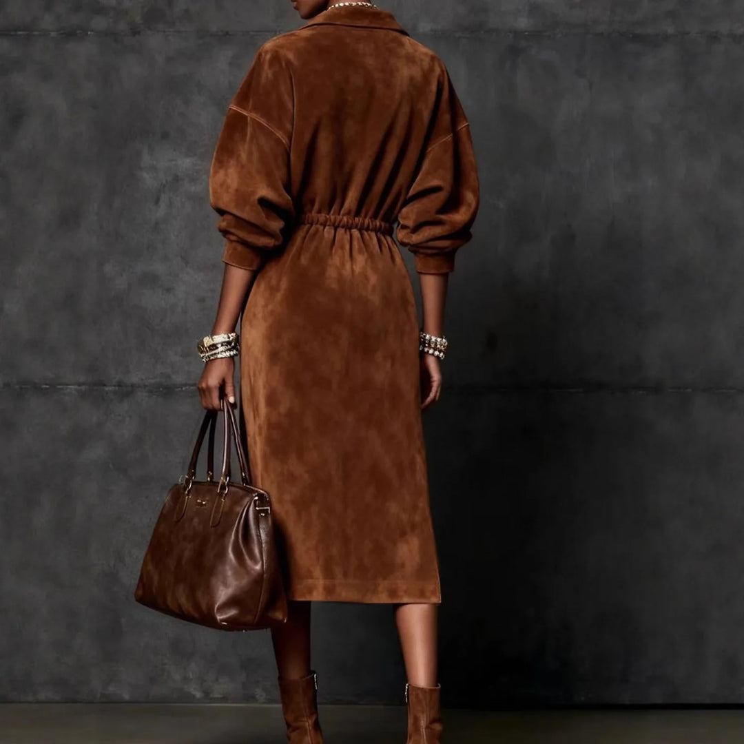 Adeline Adjustable Suede Maxi Dress